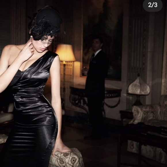 Satin off- the shoulder dress - Picture 1 of 3